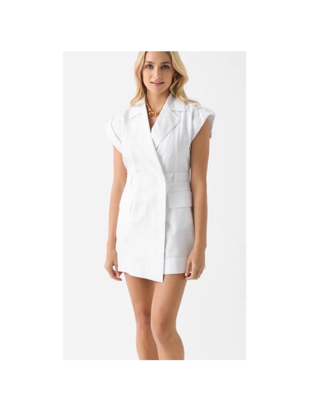 A.L.C. Ryan Linen Utility Wrap White Mini Dress Size 2